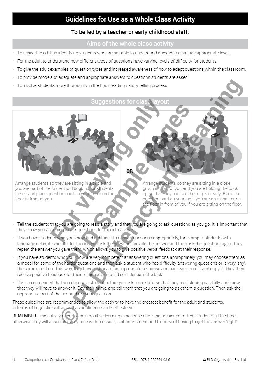 Comprehension Questions for 6 & 7 Year Olds