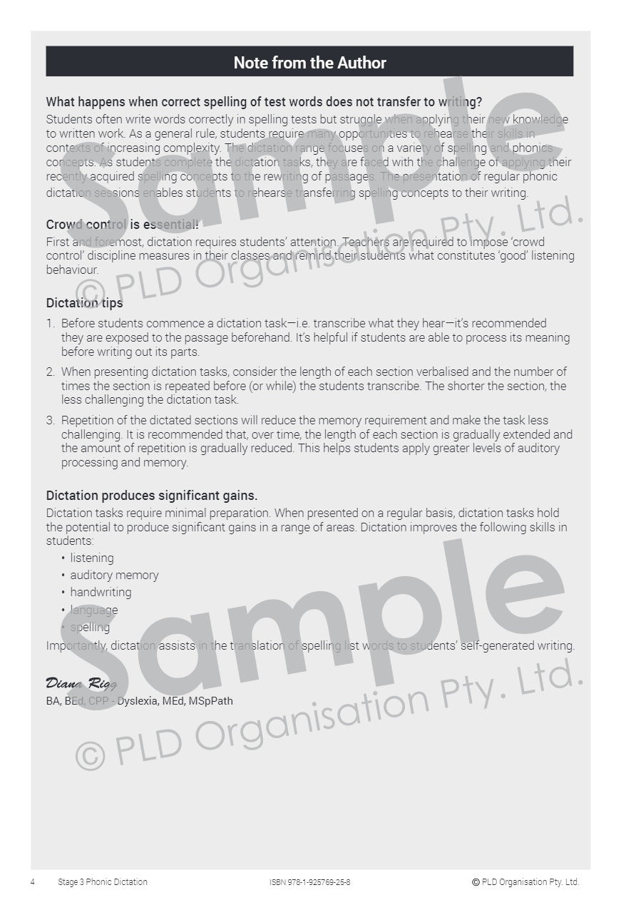 Phonic Dictation - Stage 3