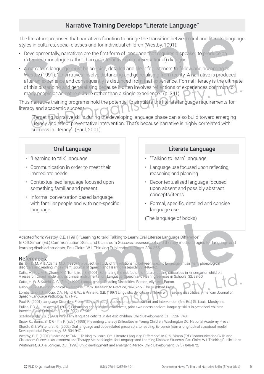 Developing News Telling and Narrative Skills for 5 Year Olds