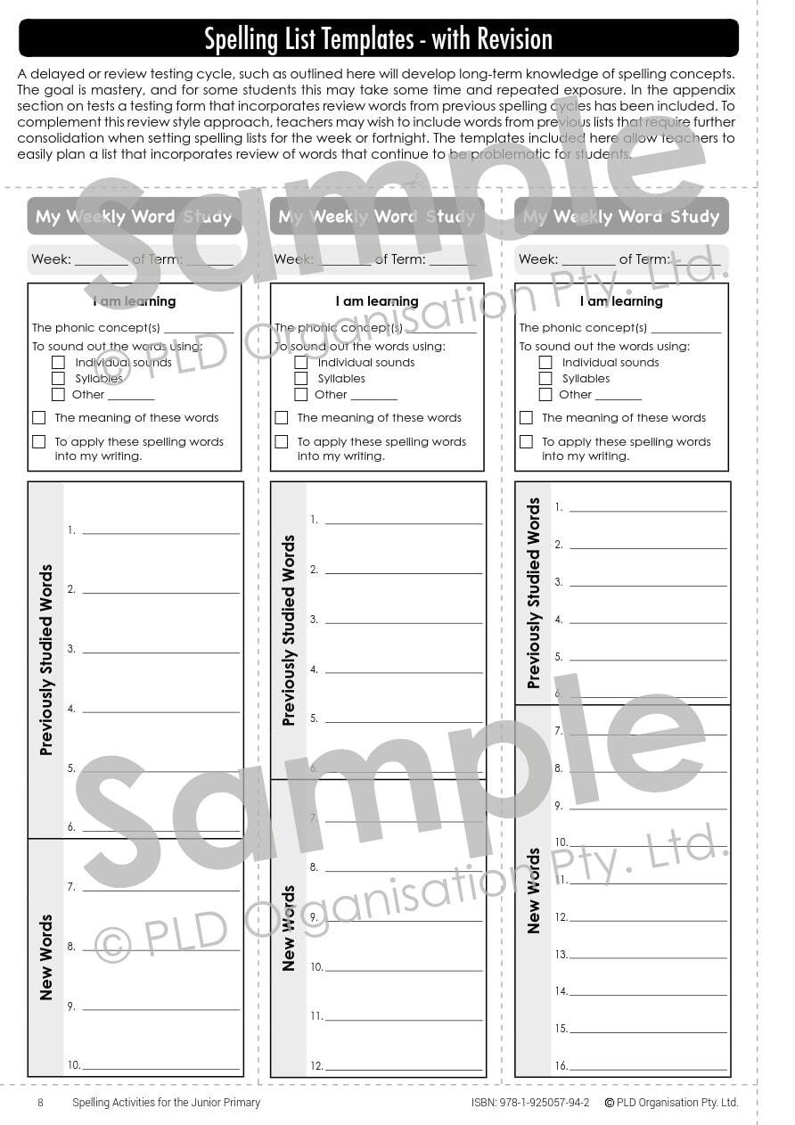 Spelling Activities for the Junior Primary
