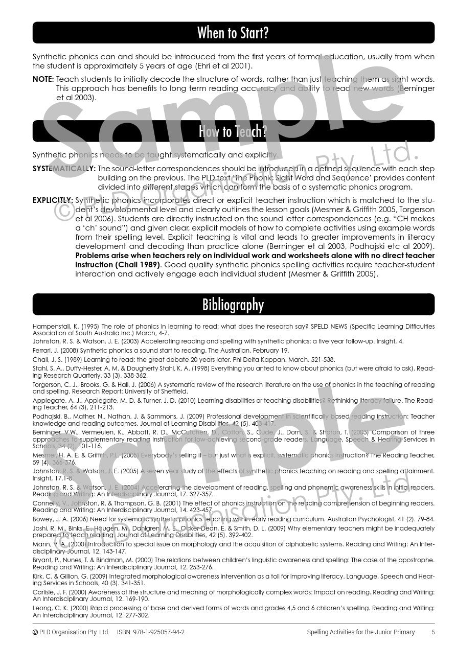 Spelling Activities for the Junior Primary