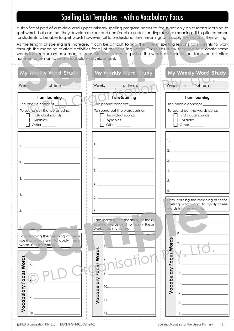 Spelling Activities for the Junior Primary