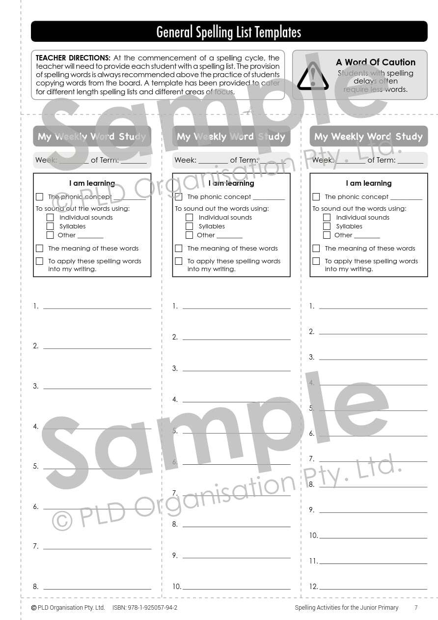 Spelling Activities for the Junior Primary