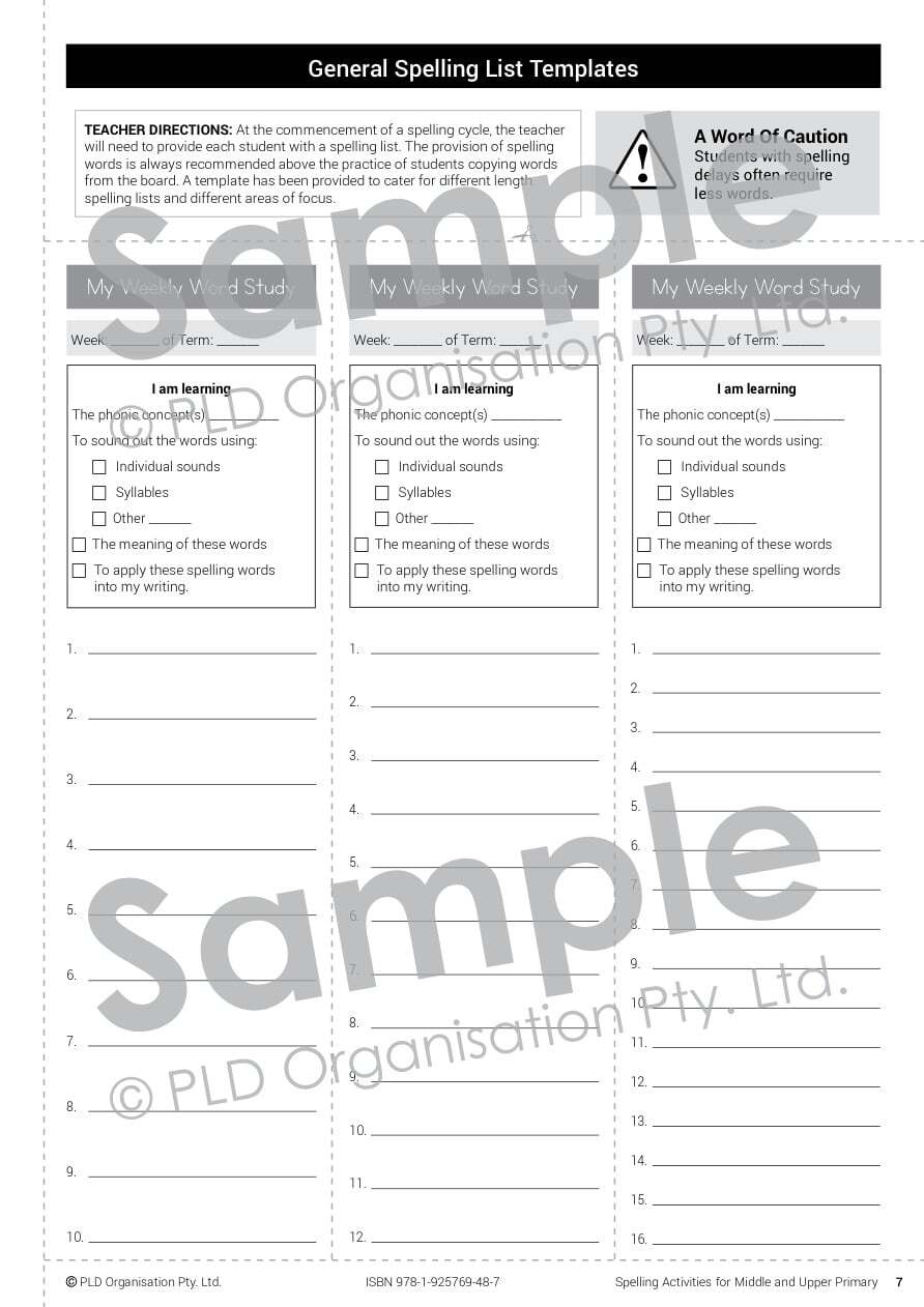Spelling Activities for the Middle & Upper Primary