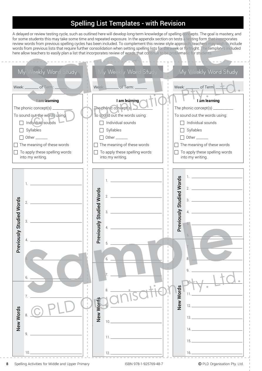 Spelling Activities for the Middle & Upper Primary
