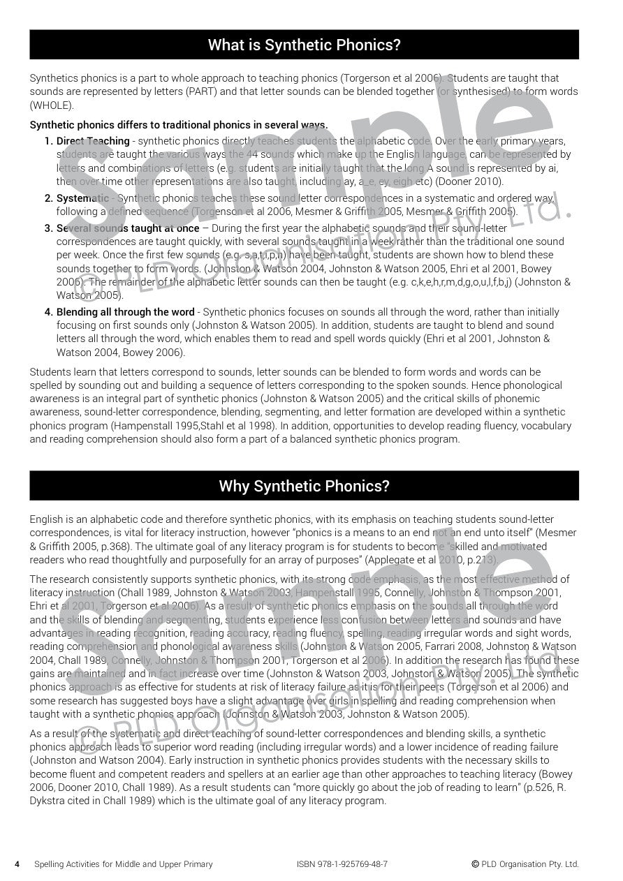 Spelling Activities for the Middle & Upper Primary