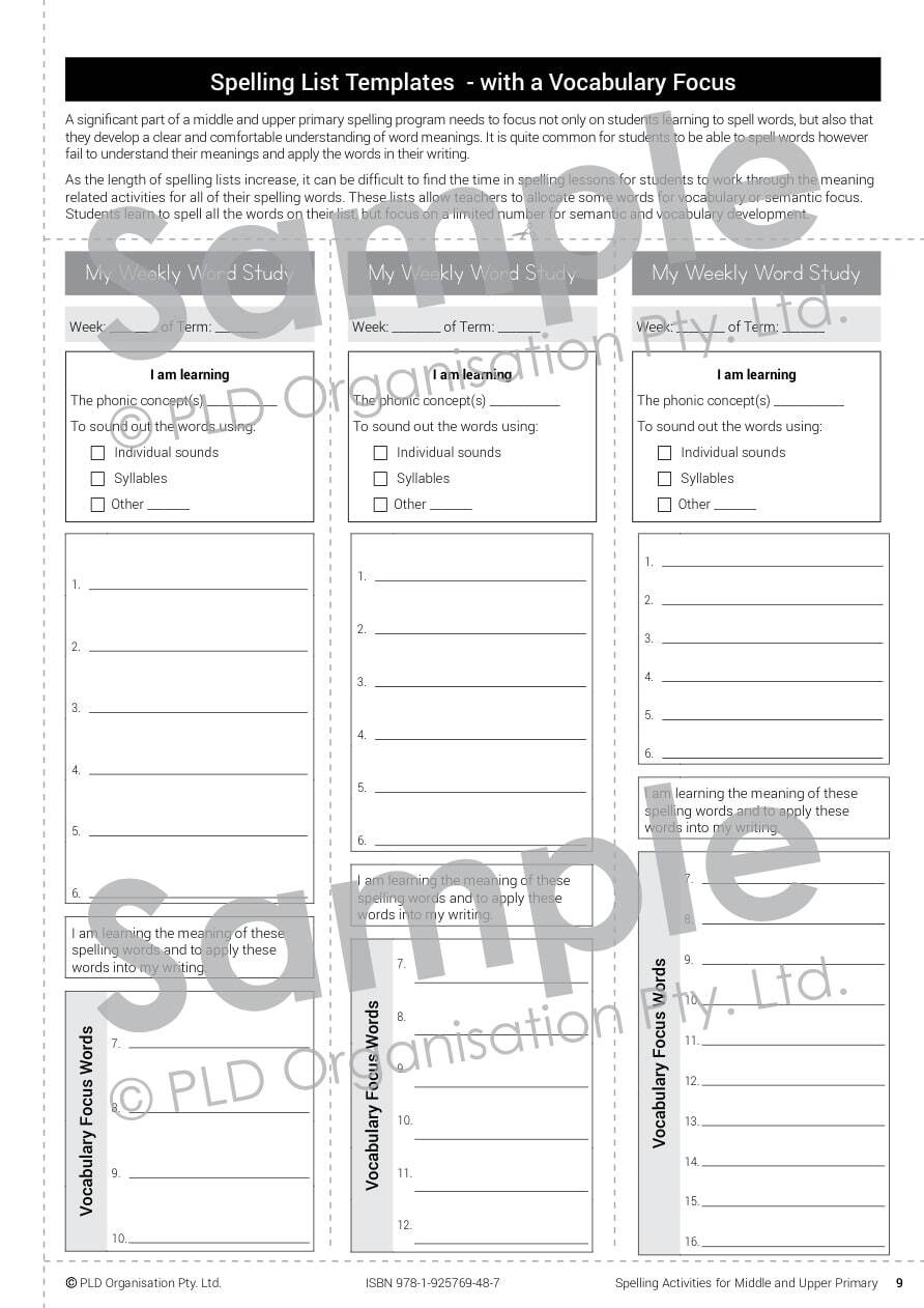 Spelling Activities for the Middle & Upper Primary