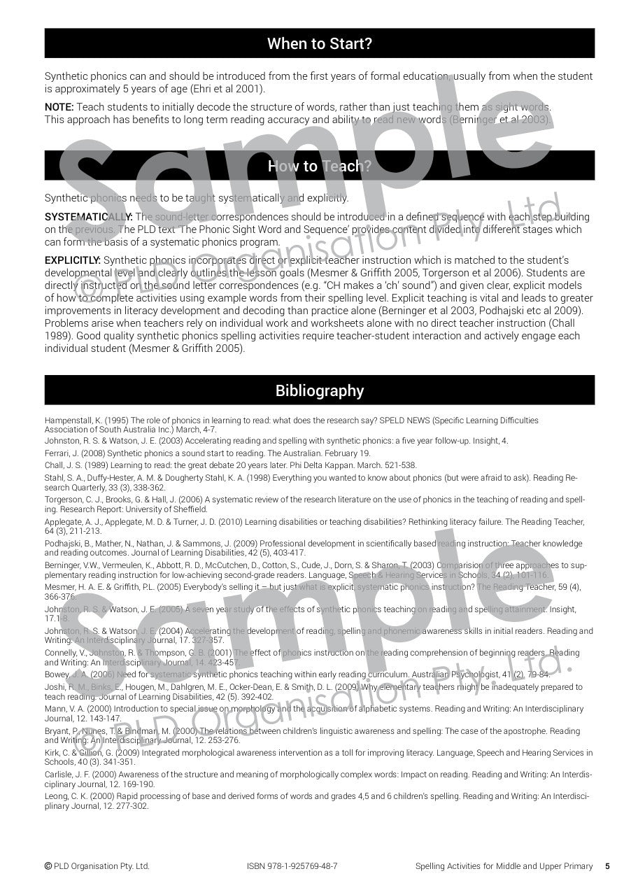 Spelling Activities for the Middle & Upper Primary