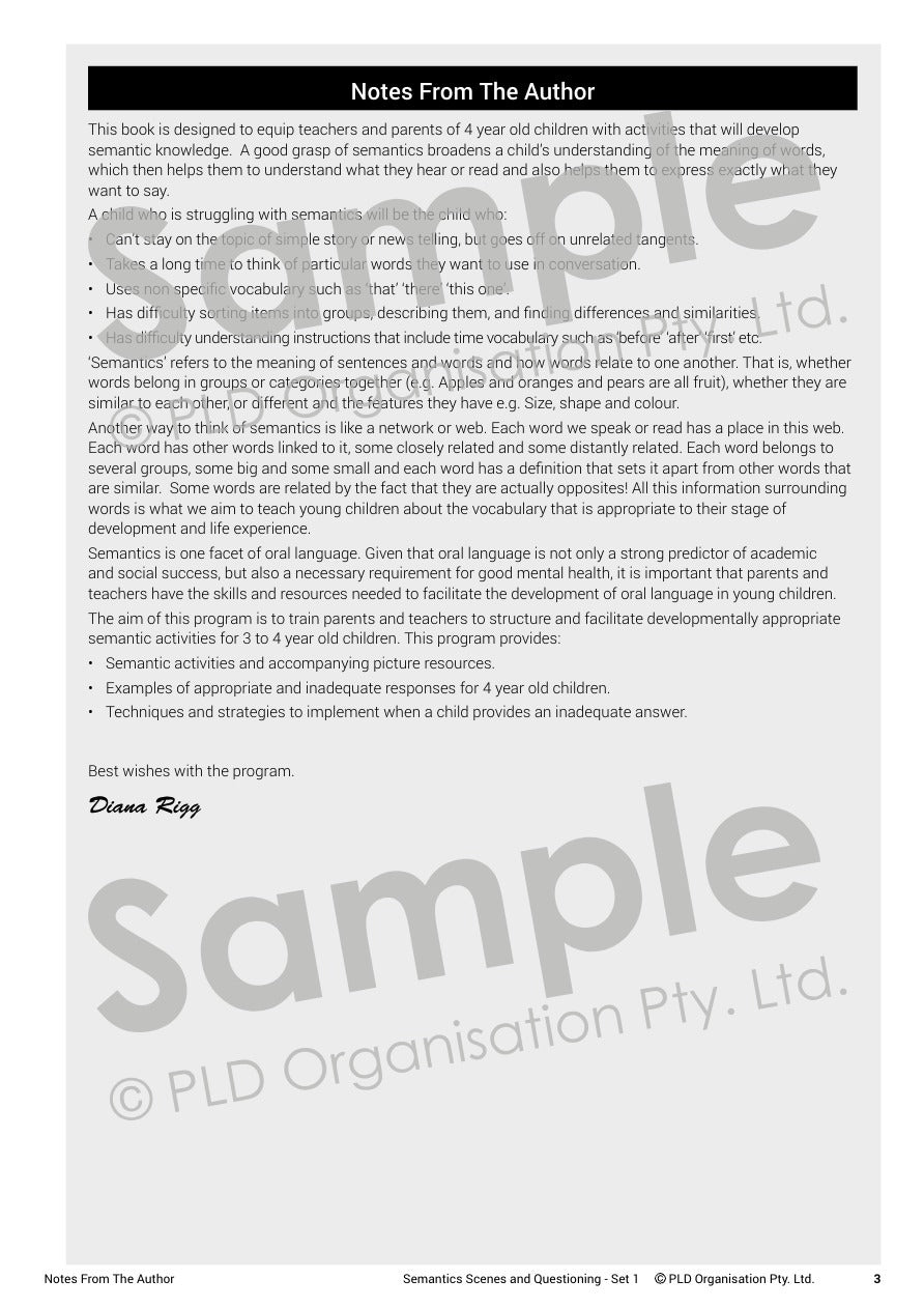 Semantic Scenes and Questioning - Set 1