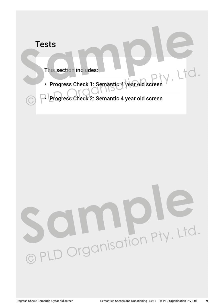 Semantic Scenes and Questioning - Set 1