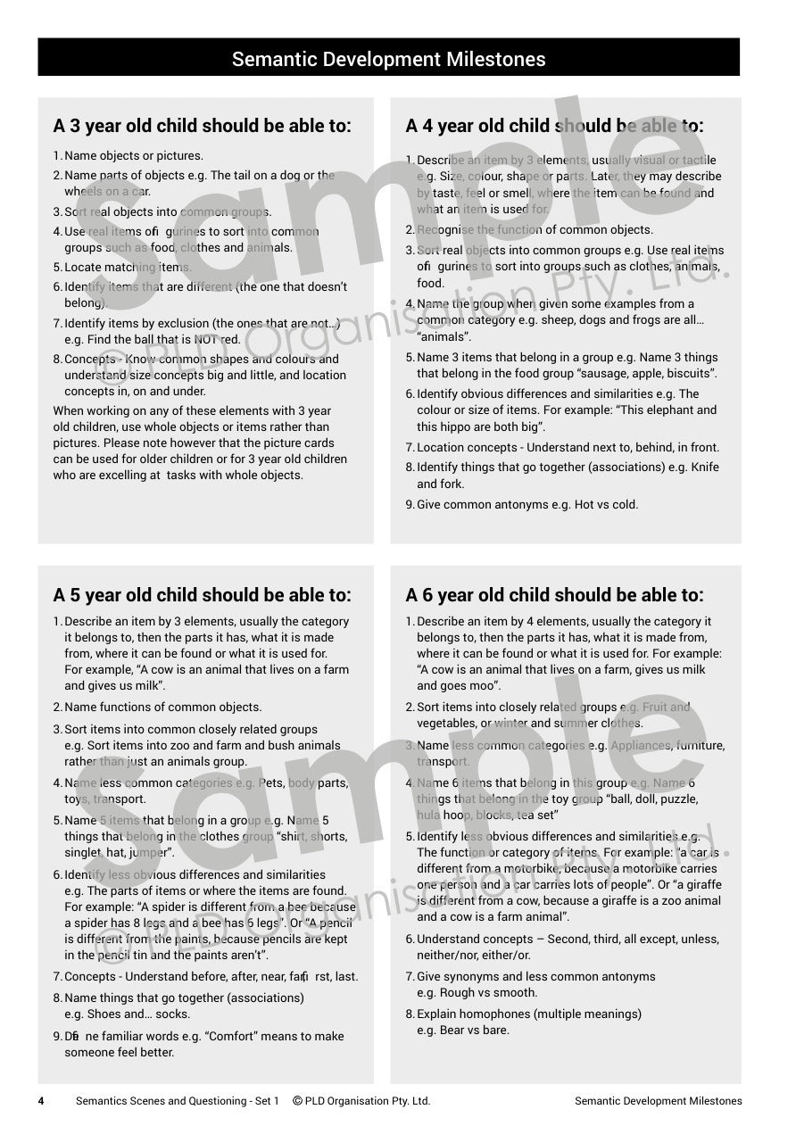Semantic Scenes and Questioning - Set 1