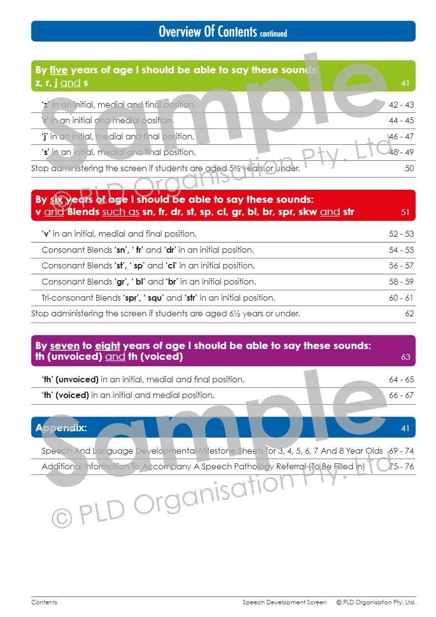 Speech Development Screen