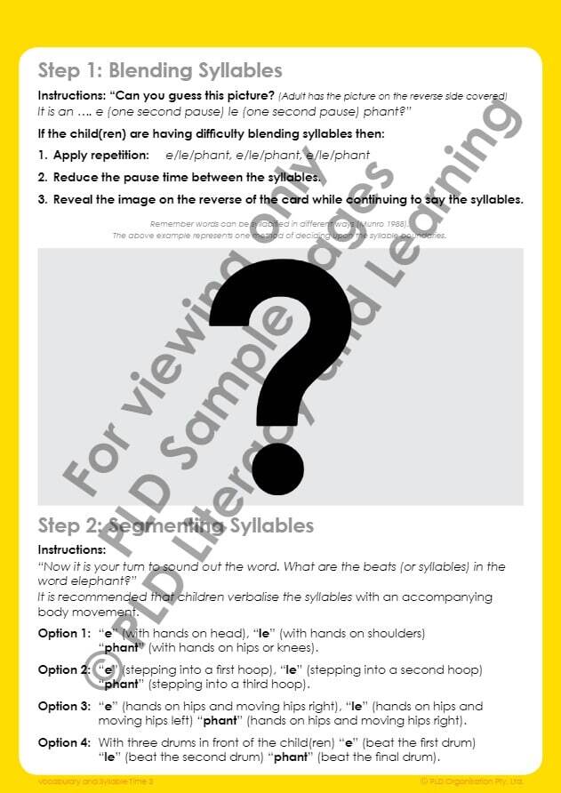 Vocabulary & Syllable Time - Set 2