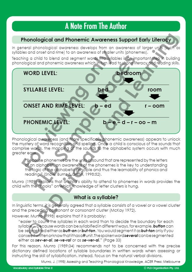 Vocabulary & Syllable Time - Set 2