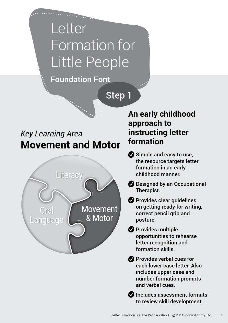 Letter Formation for Little People - Foundation Font: Step 1