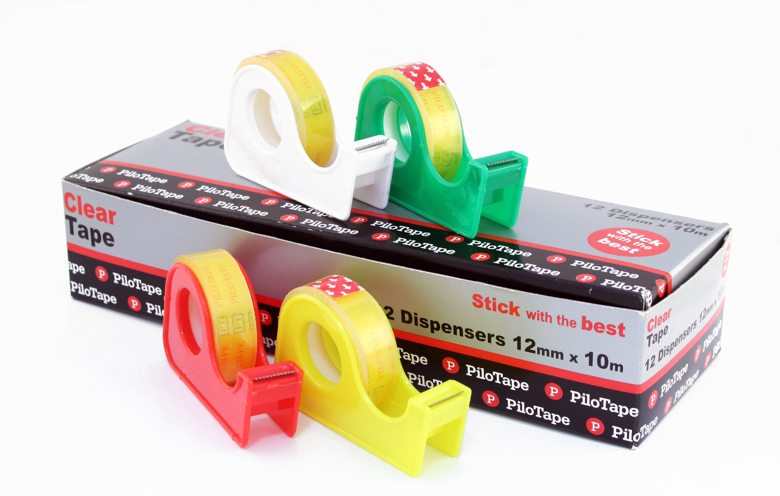 PiloTape Clear Tape - 12mmx10m: On Dispenser (Box of 12)
