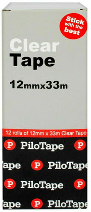 PiloTape Clear Tape - 12mmx33m: Box of 12