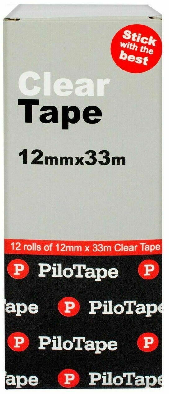 PiloTape Clear Tape - 12mmx33m: Box of 12