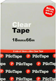 PiloTape Clear Tape - 18mmx66m: Box of 8
