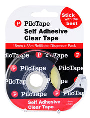 PiloTape Clear Tape - 18mmx33m: On Dispenser (Box of 12)