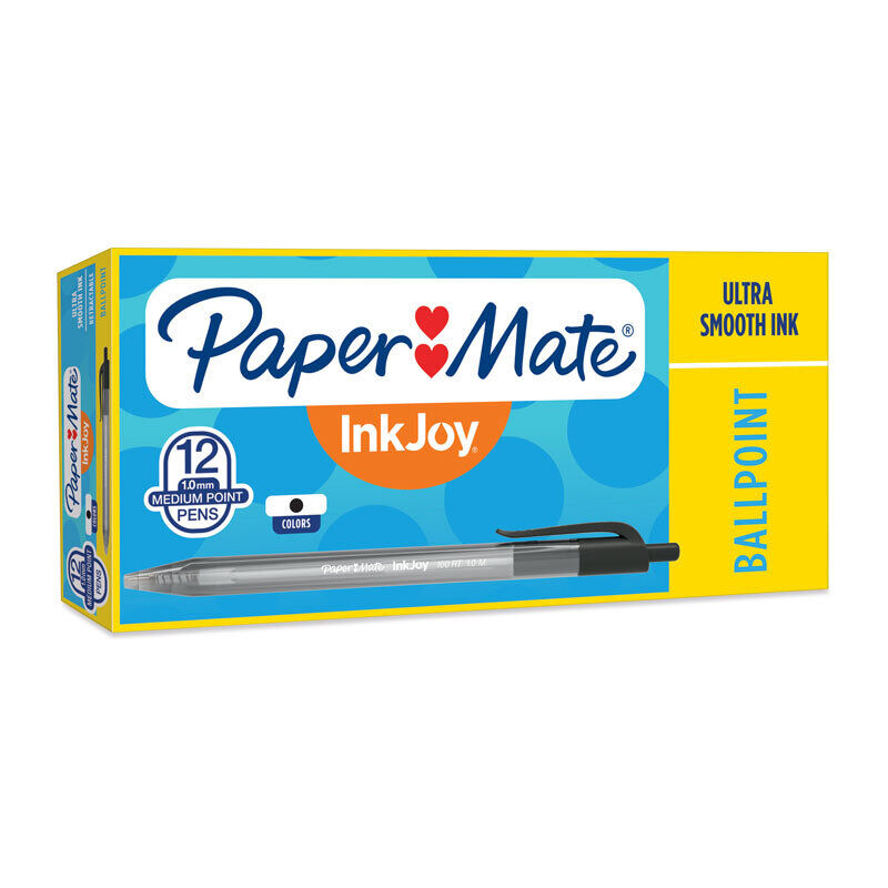 Paper Mate InkJoy 100RT Ballpoint - Black (Box of 12)