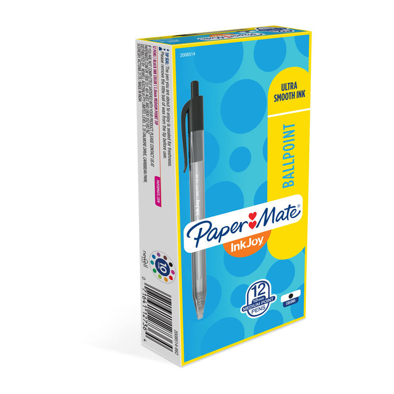 Paper Mate InkJoy 100RT Ballpoint - Black (Box of 12)