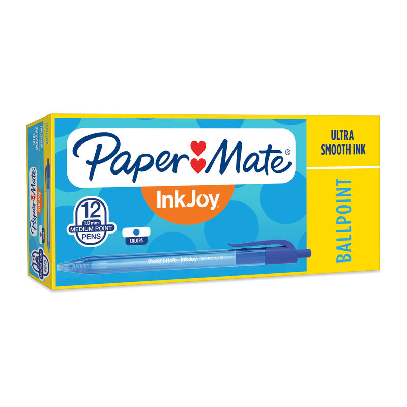Paper Mate InkJoy 100RT Ballpoint - Blue (Box of 12)