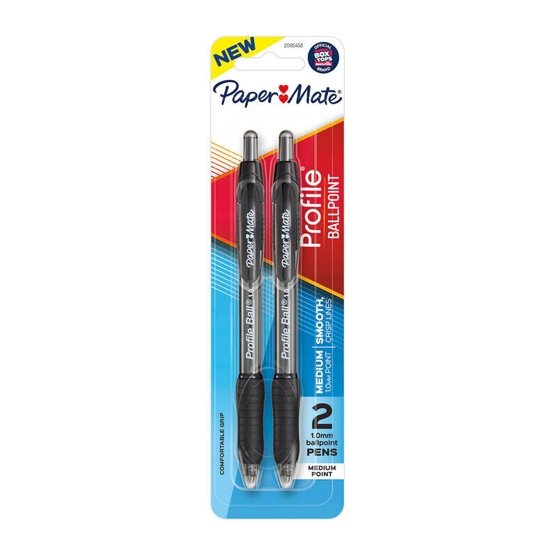 Paper Mate Profi Retractable 1.0 Ballpoint Black - Pack of 2 (Box of 6)