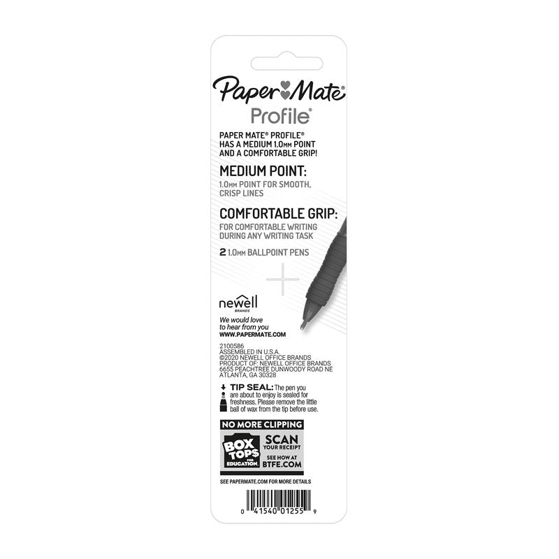 Paper Mate Profi Retractable 1.0 Ballpoint Black - Pack of 2 (Box of 6)