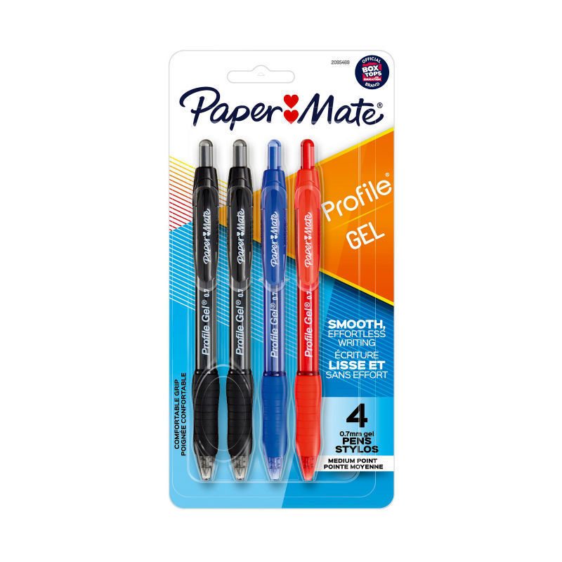 Paper Mate Prfl Gel 0.7mm Assorted - Pack of 4 (Box of 6)