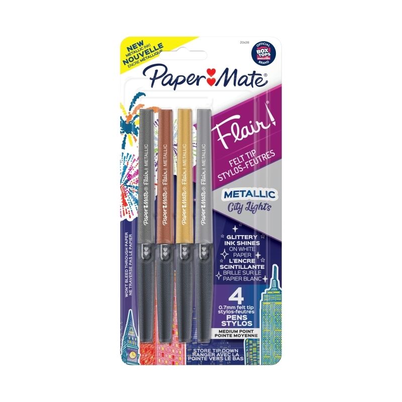Paper Mate Flair FeltTip Metal - Pack of 4 (Box of 6)