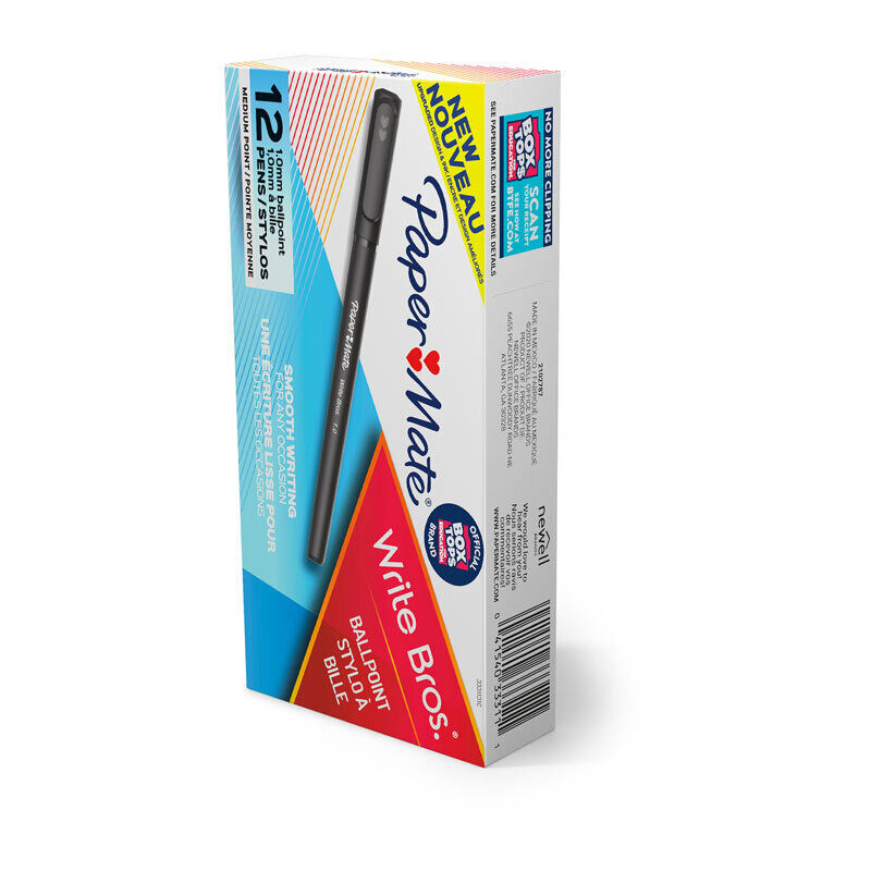 Paper Mate WriteBros 1.0mm Ballpoint - Black (Pack of 12)
