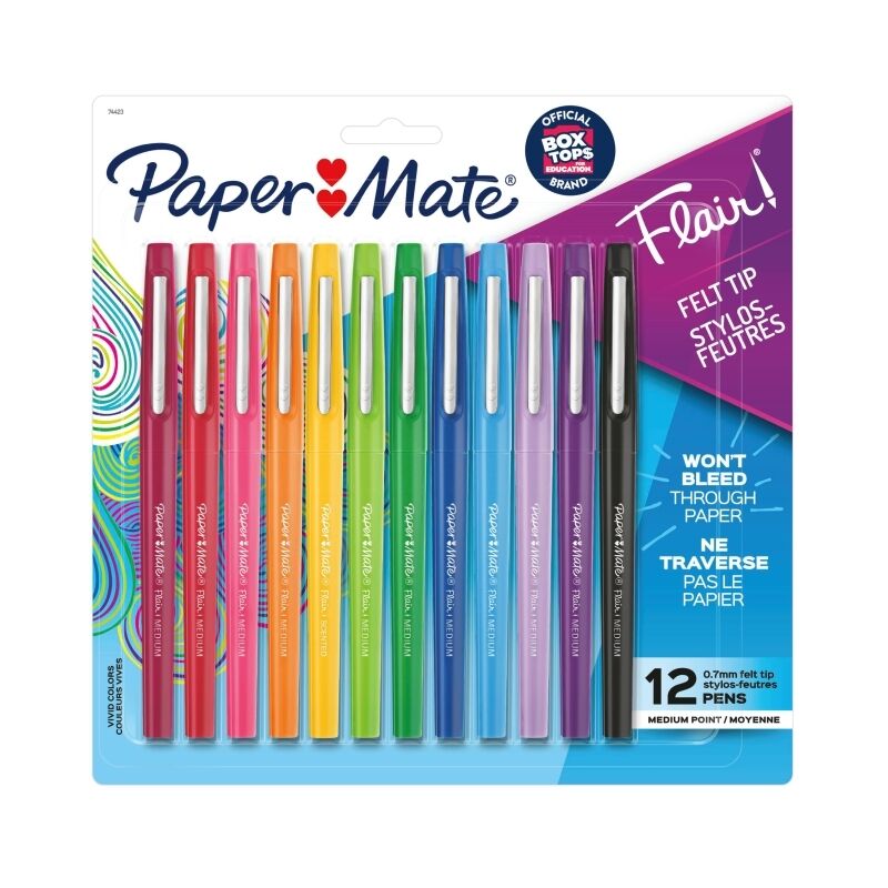 Paper Mate Flair FeltTip Assorted - Pack of 12 (Box of 12)