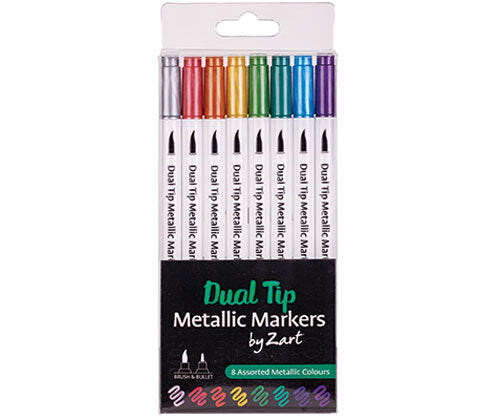 Dual Tip Metallic Markers: Assorted - Pack of 8