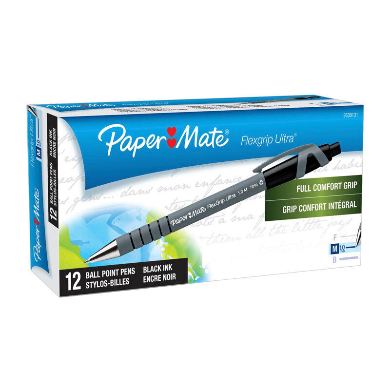 Paper Mate FlxGrp Retractable Ballpoint 1.0mm - Black (Box of 12)