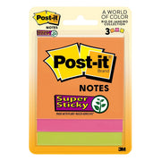 Post-It Notes Super Sticky Neon - Rio De Janeiro Collection: 76 x 76mm (Pack of 3)