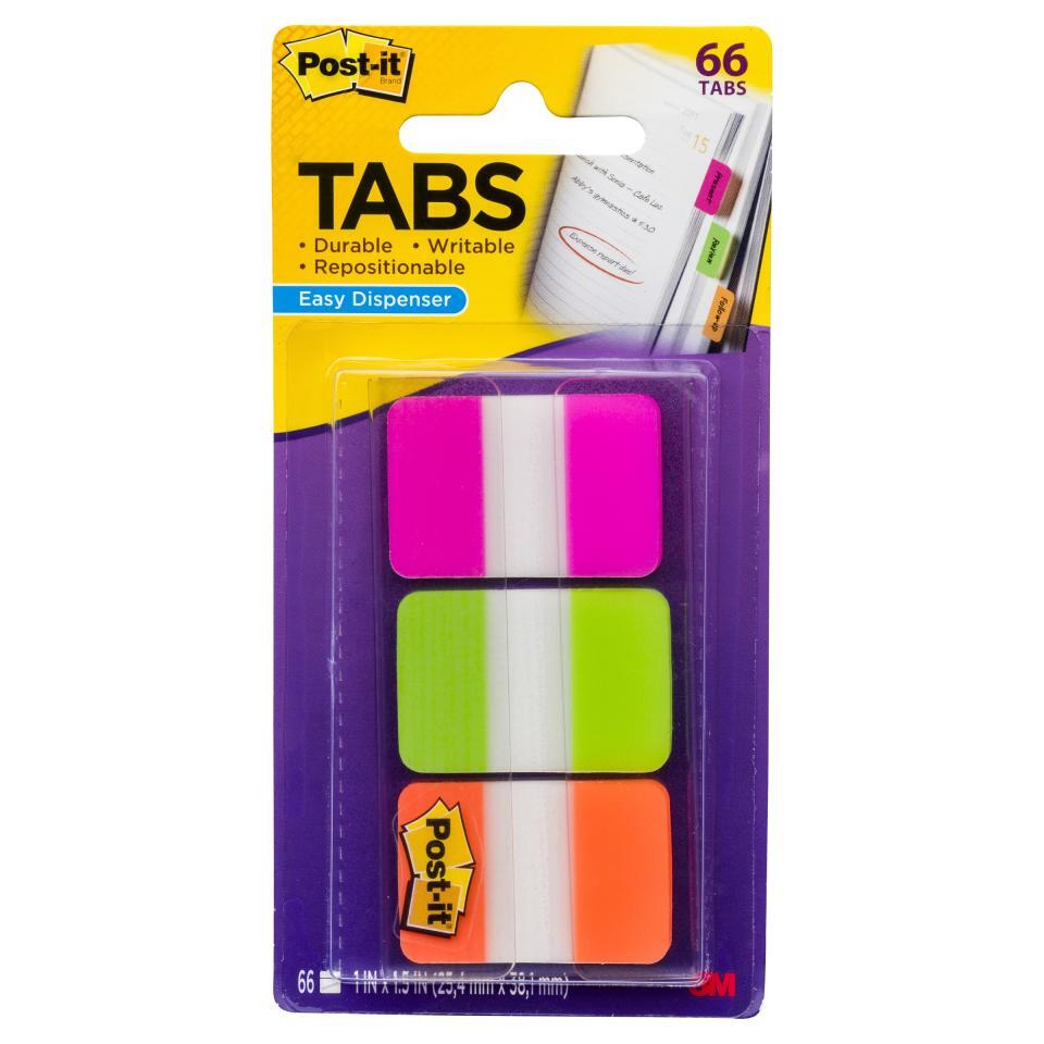 Post-It Tabs - Assorted Bright Colours (Pack of 66)