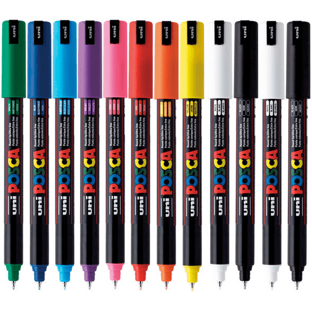 POSCA Paint Marker PC-1MR Ultra Fine Tip 0.7mm - Assorted (Box of 12)