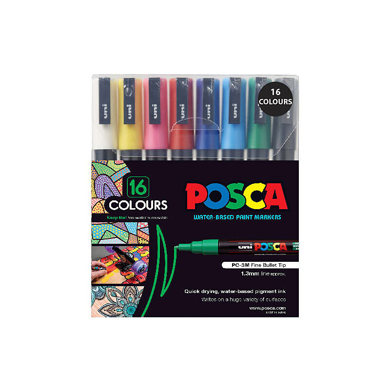 Posca PC-3M Fine Blt Asst - Pack of 16