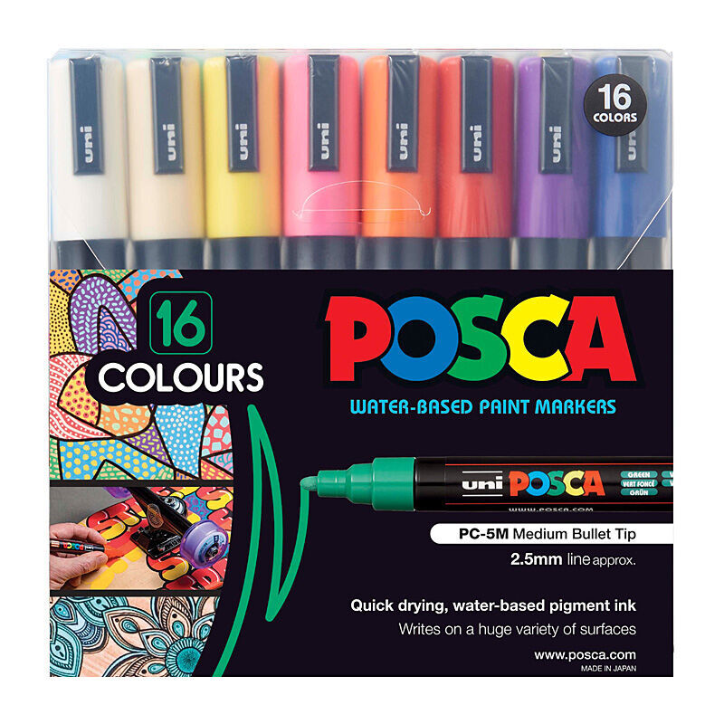 Posca PC-5M MedBlt Mk Assorted - Pack of 16