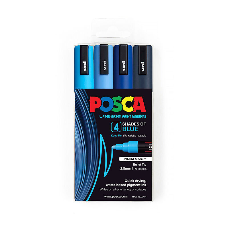 Posca PC-5M Medium Bullet Blues (Pack of 4)