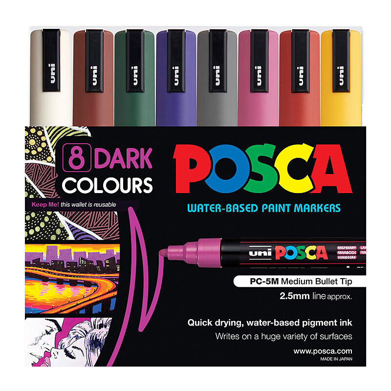 Posca PC-5M Medium Bullet Dark (Pack of 8)