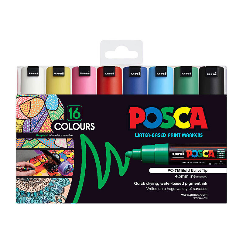 Posca PC-7M Bold Bullet - Assorted (Pack of 16)
