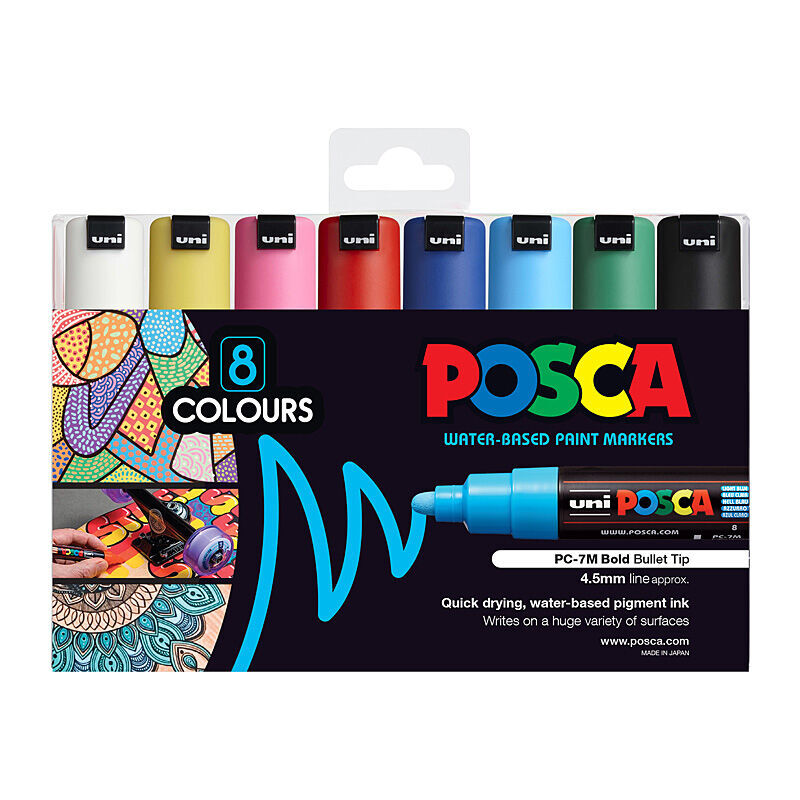 Posca PC-7M Bold Bullet - Assorted (Pack of 8)