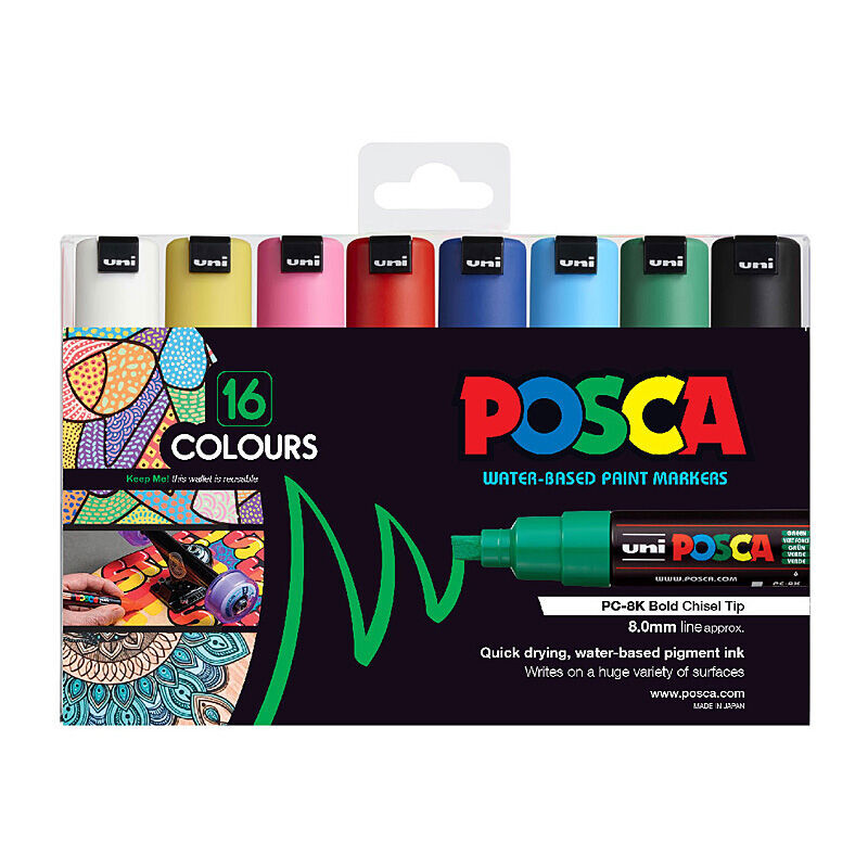 Posca PC-8M Bld Chisel - Assorted (Pack of 16)