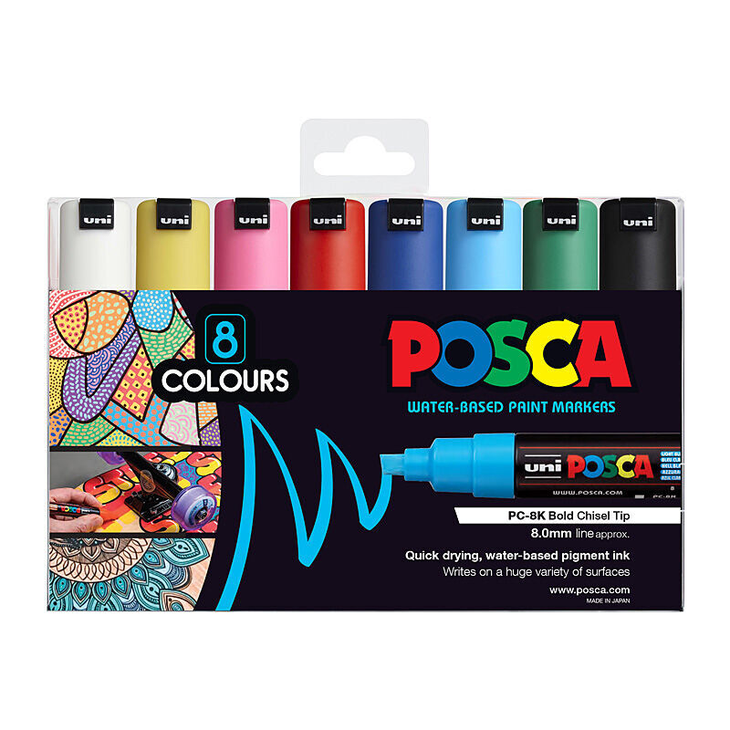 Posca PC-8M Bold Chisel - Assorted (Pack of 8)