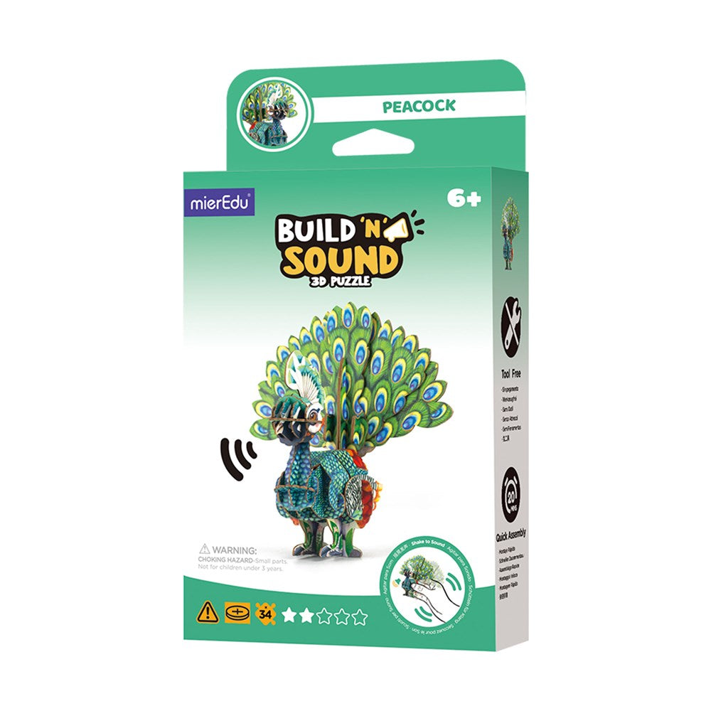 mierEdu Build n Sound 3D Puzzle - Peacock