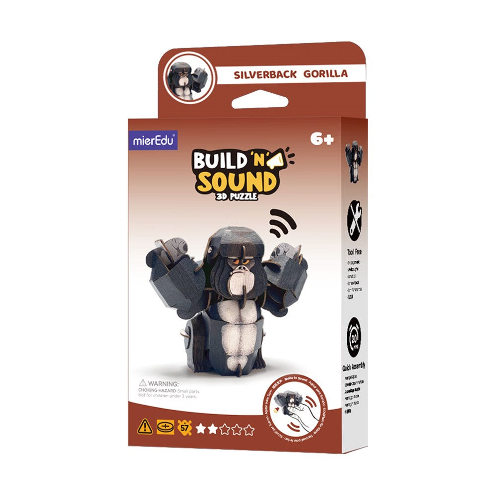 mierEdu Build n Sound 3D Puzzle - Silverback Gorilla