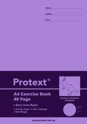 Protext Exercise Book A4 8mm Ruled + Margin PP Cover: 48pg Kangaroo (Pack of 20)