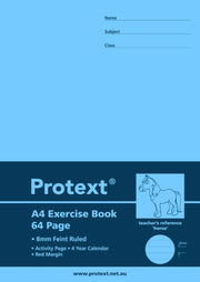 Protext Exercise Book A4 8mm Ruled + Margin PP Cover: 64pg Horse (Pack of 20)